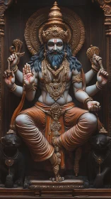 Majestic multi-armed deity statue radiates divine authority