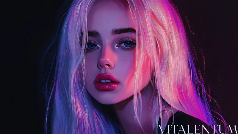 Neon whispers pour across her porcelain gaze tonight