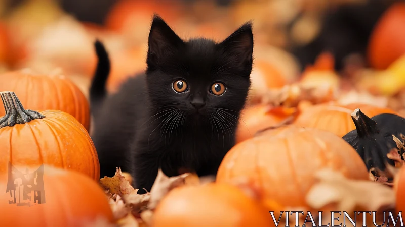 Midnight Kitten Among Harvest Golds and Autumn Shadows.