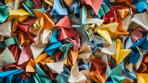 Colorful Abstract Origami Paper Art in a Playful Modern Style.