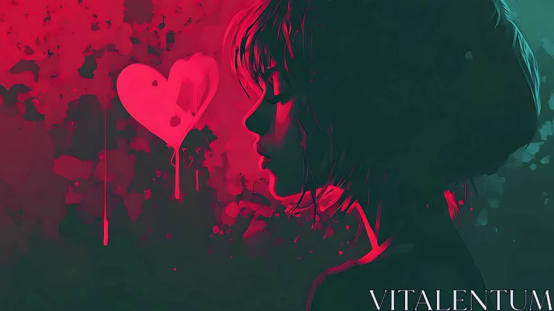 Bleeding Heart Abstract. Dark Teal Contrast.