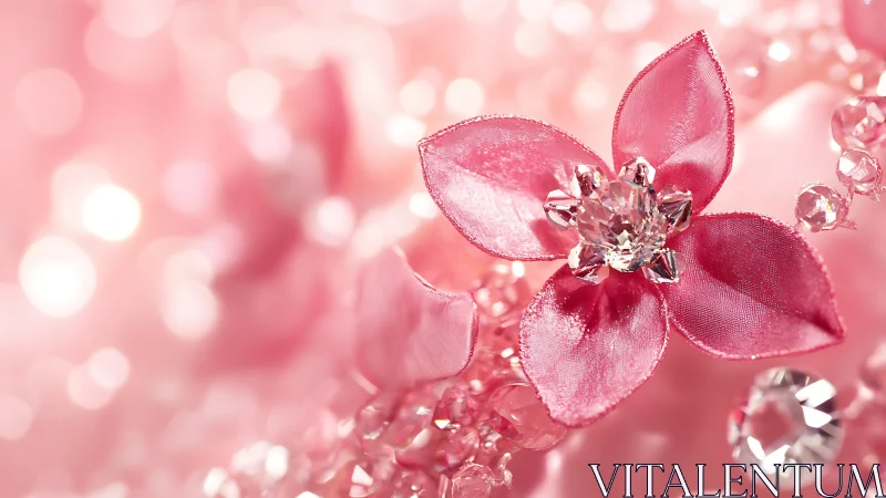 Sparkling pink crystal flower in a soft dreamy glow.