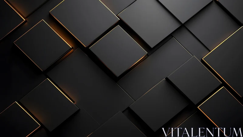 Warm glow behind sleek black geometric panels at rest.