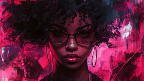 Neon-infused digital portrait renders introspective urban gaze