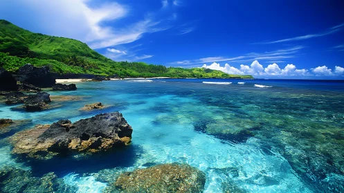 Turquoise Waters and Lush Green Cliffs Beckoning Paradise