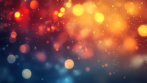 Vibrant bokeh lights abstract background in warm festive colors.