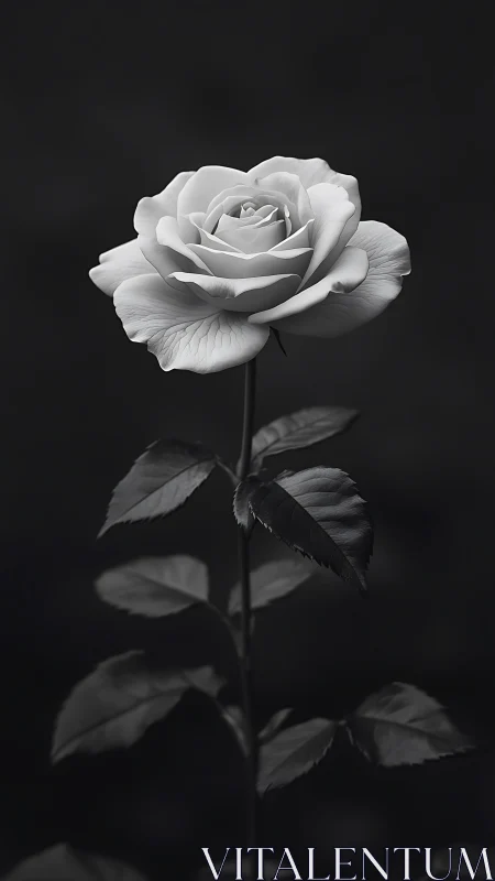 Monochrome Rose Study: High-Contrast Botanical Portrait.