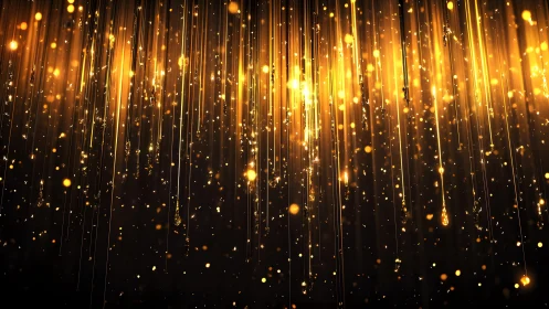 Glittering Golden Light Streaks Abstract Background Design.