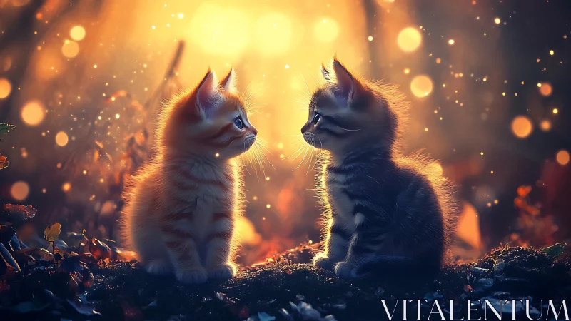 Two Kittens Share a Magical Moment in Golden Sunlight
