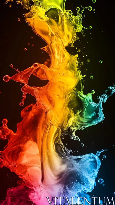 High-speed macro capture of multicolor liquid splash column