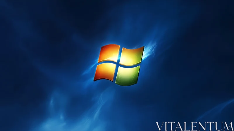 Luminous window emblem adrift in deep digital dusk.