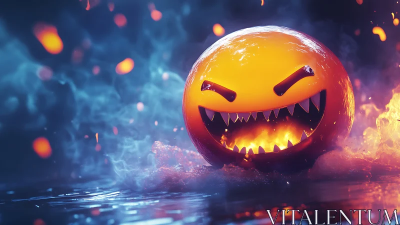 Fiery cartoon orb monster with molten glow and sparks.