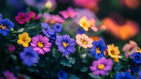 Garden stars whisper in a neon chorus of twilight color