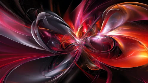 Glowing cosmic ribbons swirling in a warm abstract embrace.