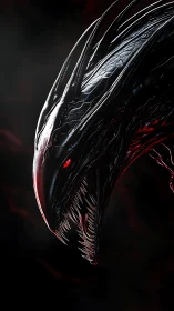 Biomechanical alien predator rendered in high-contrast 3D profile