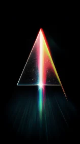 Prismatic light beam rising through a glowing cosmic triangle.