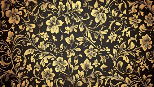 Gold floral ornamental pattern on dark decorative background.