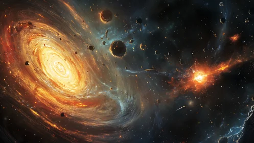 Solar maelstrom waltzes through a storm of newborn worlds.