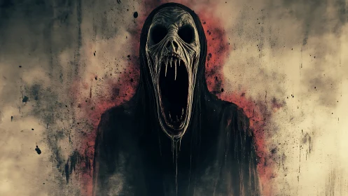 Screaming void wraith spills dread across a stained wall.