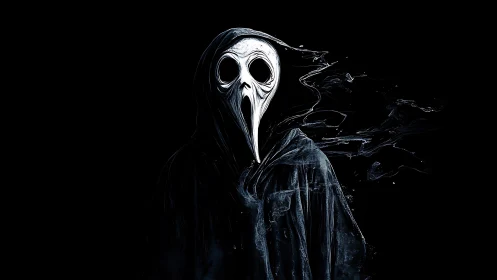 Midnight plague doctor drifts into the void and lingers