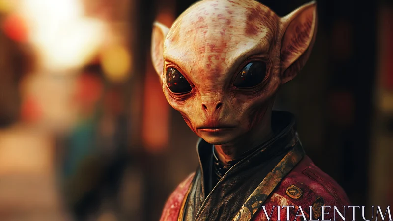 Alien portrait renders cinematic close-up with shallow depth