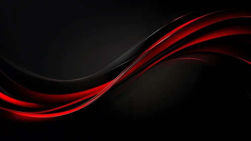 Elegant black background with dynamic red wave abstract design.