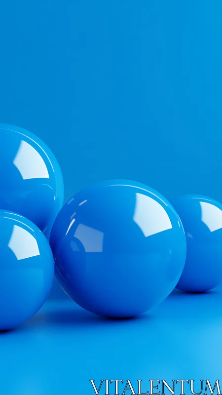 Glossy blue orbs lounging in a calm monochrome dreamscape.