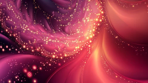 Fractal nebula swirl with luminous bokeh particle clusters