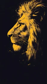 Monochrome profile lion illustration in graphic silhouette style.