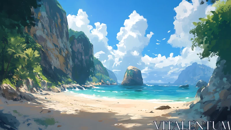 Sheltered Beach Cove with Limestone Formations