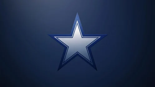 Metallic blue white star emblem on dark gradient field.