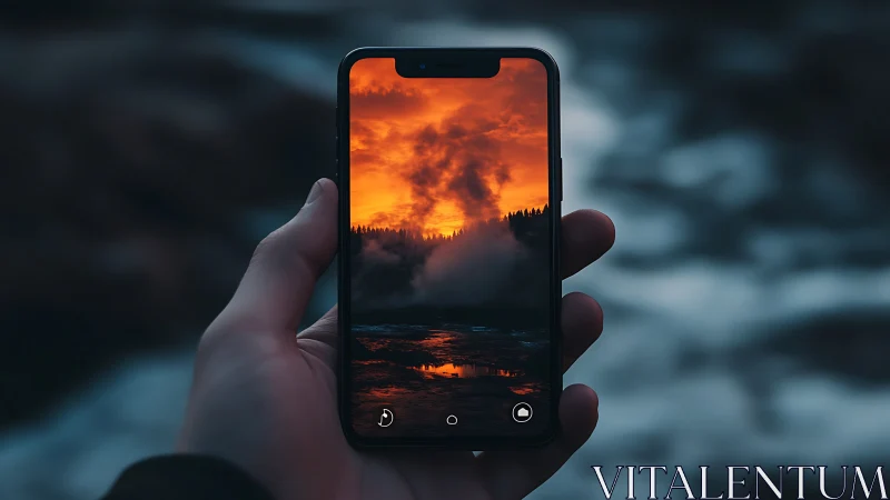 Capturing Nature's Fire: Sunset Through Your Screen.