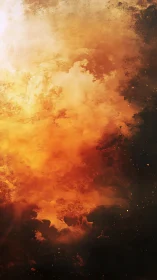 Inferno. Golden flames consume darkness in cosmic eruption.