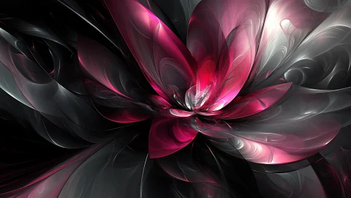 Fractal petal vortex with luminescent magenta diffusion field.