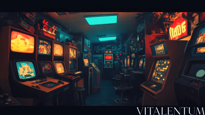 Neon-lit retro arcade corridor glows with nostalgic energy