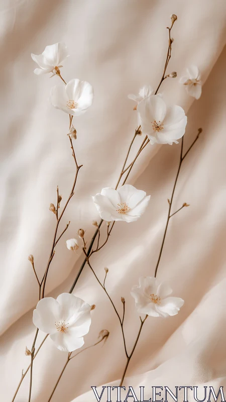 Delicate White Blooms: Minimalist Botanical Study in Soft Light.