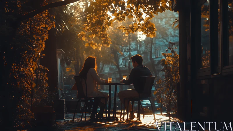 Autumn Café Conversation at Golden Hour.
