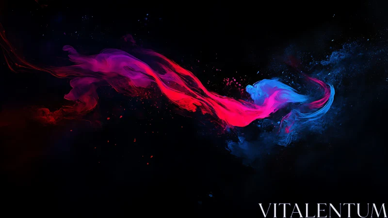 Vivid magenta and cyan paint streaks on black background.