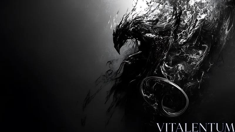 Shadowy dragon spirit swirling from the depths of darkness.