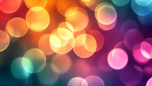 Vibrant multicolor bokeh circles glow over dark gradient field