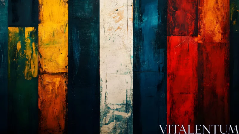 Bold Abstract Vertical Stripes in Rich Colorful Acrylic Paint Style.