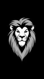 Bold monochrome lion emblem with calm, focused strength.