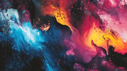 Vibrant nebula swirls merge in cosmic abstract color field