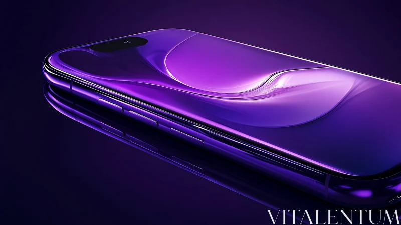 Sleek purple smartphone with reflective curved glass screen.