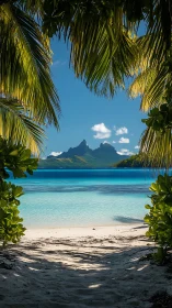 Tropical Paradise: Turquoise Waters Frame Mountain Vista