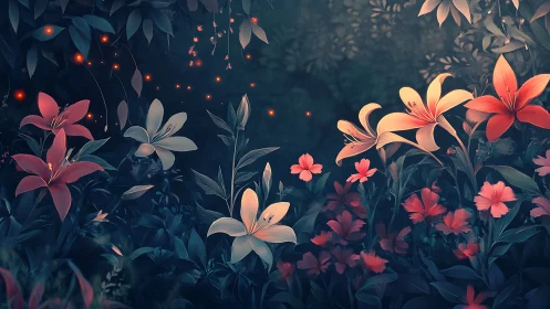 Enchanted Garden with Luminous Floating Particles