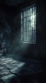Moonlit prison window bleeding ghostly silver dusted hope.