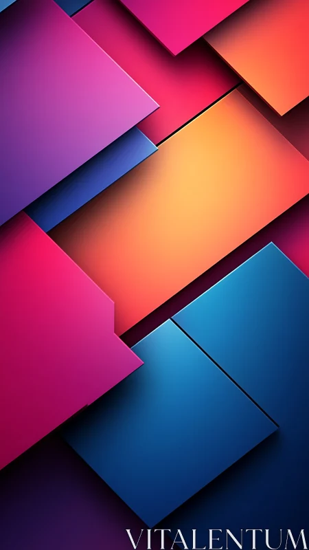 Layered neon gradients form overlapping geometric planes