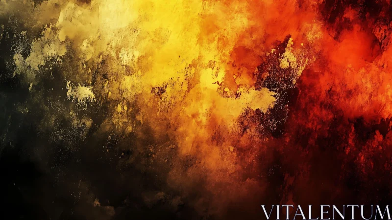 Fiery Abstract Texture with Bold Yellow, Orange, and Black Tones.
