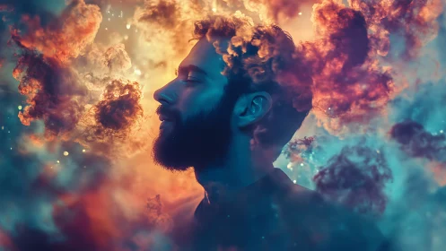 Dreamer adrift in chromatic nebula clouds of thought.